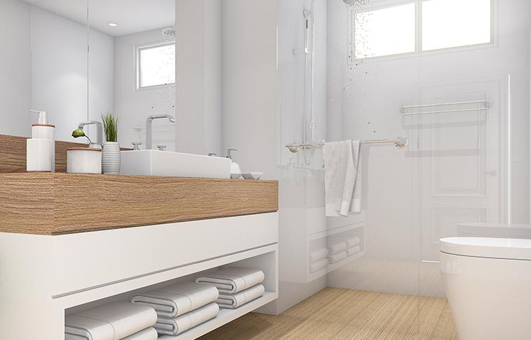 Stramme linier med træ og glas